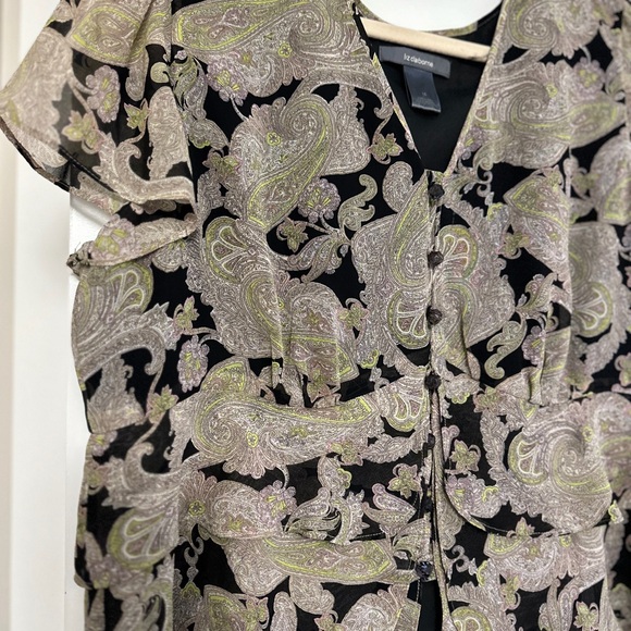 Liz Claiborne Black and Cream Floral Blouse - Picture 5 of 8